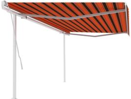 vidaXL Toldo retrátil manual com postes 5x3,5 m laranja e castanho