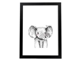 Póster NACNIC Perda Infantil Elefante Infantil Preto e Preto Animais Infantis Black Marco Frame de Madeira Clara Sem Quadro