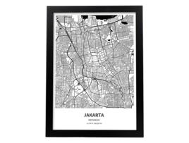 Mapa de Jacarta - Indonésia. Lesas de Cidades Da Ásia Com Mares e Rios Em Preto