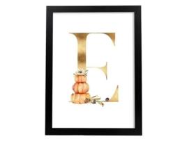 Póster NACNIC E. Lismine Floral Gold Style com Imagens Do Alfabeto