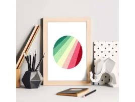 Póster NACNIC de Dibunojo de Geometria Colorida. O Círculo Vermelho Verde, Ilustrado com Formas e Figuras Cheias de Cores.