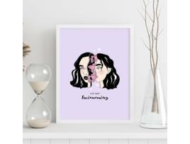 Póster NACNIC Ainda Está Nadando. com Ilustrações Artísticas Das Cabeças Femininas.