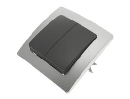 Comutador De Lustre De Encastrar Com Espelho 80X80Mm Série Lille Prata e Cinza BEMATIK