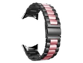 Bracelete Aço Inoxidável Adaptável Preto e Rosa para Google Pixel Watch