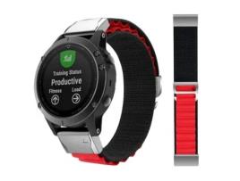 Bracelete Alpine G-Hook Ajustável Garmin Marq Athete Performance Edition Preto e Vermelho