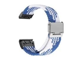 - Bracelete Pulseira Entrançada Flexível para Garmin Quatrix 5 Azul e Branco