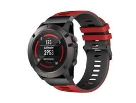 - Bracelete Pioneer para Garmin Fenix 6 Edição Pro Solar Vermelho e Preto