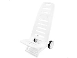 Cadeira De Praia De Plástico Dobrável Baixa Cor Branca Com Rodas AKTIVE