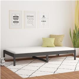 vidaXL Sofá-cama 90 x 200 cm madeira de pinho maciça cinzento