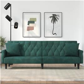 vidaXL Sofá-cama com apoio de braços veludo verde-escuro