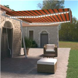 vidaXL Toldo retrátil manual com LED 400x350 cm laranja e castanho