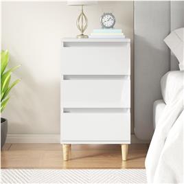 vidaXL Mesa de cabeceira 40x35x70cm derivados madeira branco brilhante
