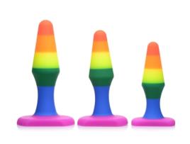 Conjunto De Plugue Anal De Silicone Rainbow De 3 Peças FRISKY