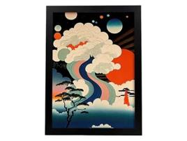 NACNIC Red E Blue Poster No Estilo De Arte Japonesa Ukiyo Paisagens Abstratas E Surreais Nas Ilustrações Design A3 Black Frames