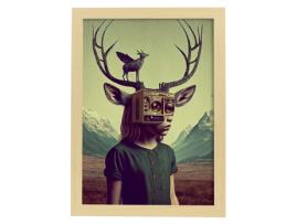 Poster De Deer NACNIC No Surrealismo Cinematográfico Ilustrações E Gravuras De Desenhos Animados Abstratos E Artísticos Para A4 Wood Marcos