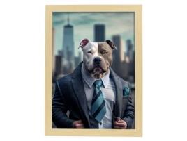 NACNIC Staffordshire Terrier Placa Otimista Em Fotografia Em Cores Ilustrações Engraçadas De Animais Com Roupas Humanas Estrutura De Madeira A4