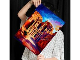 NACNIC Petra Poster No Estilo De Pintura De Óleo Ilustrações De Monumentos E Cidades Em Estilo Fotográfico Em Cores A3