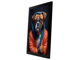 NACNIC Boxer Plate Sociable Em Estilo Fotográfico De Cores Ilustrações Engraçadas Realistas De Animais Com Roupas Humanas A3 Quadro Preto