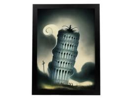 NACNIC Pisa Torre Sheet No Estilo De T Burton Ilustrações De Monumentos Cidades Países Inspirados Na Arte Gótica E Escura Design A4 Black Frame