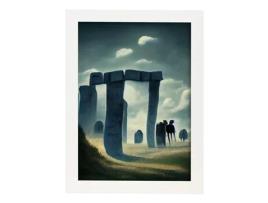 NACNIC Stonehenge Plate Charming T Burton'S Style Ilustrações De Monumentos Cidades Países Inspirados Na Arte Gótica E Escura Designa4 Marco Blanco