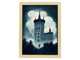 NACNIC Casular Neuschwanstein Lampa T Burton Ilustrações De Monumentos Cidades Países Inspirados Na Arte Gótica E Escura Design A3 Madeira De Madeira