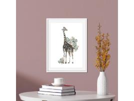 Conjunto De Pôsteres De Animais Da Selva. A Lâmina Da Zebra De Girafa Com Designer De Animais, Flores E Plantas Da Selva. Sem Quadro