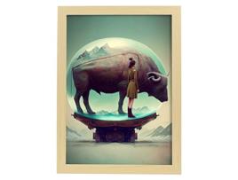 NACNIC Poster Toro No Surrealismo Cinematográfico Ilustrações E Gravuras De Desenhos Animados Abstratos E Artísticos Para A3 Wood Marcos