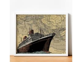 Pôster De Barco Na Croácia. Listas De Mapas Mundiais. Decoração Com Mapas E Imagens Vintage.