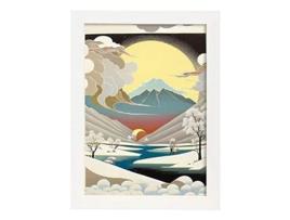 NACNIC Poster Monte Fuji No Estilo De Arte Japonês Ukiyo Paisagens Abstratas E Surreais Nas Ilustrações Design A3 Quadros Brancos