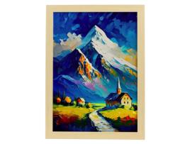Pôster De Pico Amplo No Estilo De Tinta A Óleo Ilustrações De Monumentos E Cidades Em Estilo Fotográfico Em Cores A4 Wood Marcos