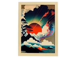 NACNIC Possecer No Estilo De Arte Japolineir Ukiyo Paisagens Abstratas E Surreais Nas Ilustrações Design De Interiores E Decoração A4 Wood Marcos