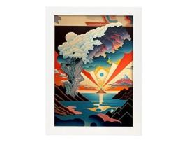 NACNIC Eye Of Deus No Estilo Da Arte Japonesa Ukiyo Paisagens Abstratas E Surreais Nas Ilustrações Design De Interiores E Decoração A4 Quadros Brancos