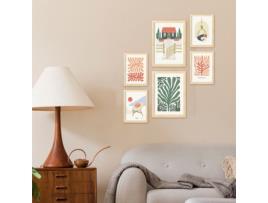 Conjunto De NACNIC De 6 Pôsteres Minimalismo Em Cores Vibrantes Casa De Praia Paisagens E Folhas De Natureza Para Tamanhos A3 E A4 Marca Negra