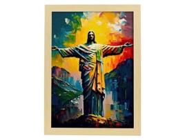 Poster NACNIC De Cristo Redentor No Estilo De Tinta A Óleo Ilustrações De Monumentos E Cidades Em Estilo Fotográfico Em Cores A4 Wood Marcos