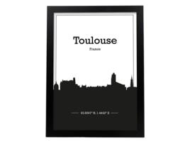 Pôster Do Mapa De Toulouse - França. Perde Com O Horizonte Das Cidades Da França Com Sombra Negra. Sem Quadro