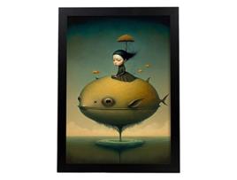 NACNIC Poster Emoldura Os Peixes No Surrealismo Cinematográfico Ilustrações E Gravuras Danimados Abstratos E Artísticos Para A3 Black Frames
