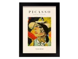 NACNIC Picasso 21 Poster Da Coleção Ilustrações Na Exposição Surreal E De Arte Do Cubismo Para A4 Com Estrutura De Cor De Madeira