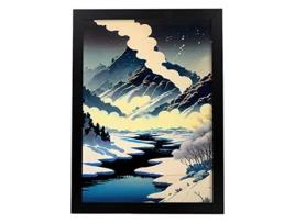 NACNIC Poster Fog No Estilo De Arte Japonês Ukiyo Paisagens Abstratas E Surreais Nas Ilustrações Design De Interiores E Decoração A4 Black Frames