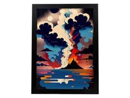 Pôster Explosivo De NACNIC No Estilo De Arte Japonês Ukiyo Paisagens Abstratas E Surreais Nas Ilustrações Design A3 Black Frames