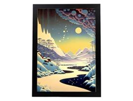NACNIC Poster Kingdom No Céu No Estilo Da Arte Japonesa Ukiyo Paisagens Abstratas E Surreais Nas Ilustrações Design A3 Black Frames