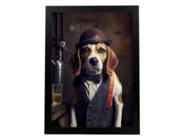 Placa De Beagle Dinâmica De NACNIC Em Estilo Fotográfico De Cores Ilustrações Engraçadas Realistas De Animais Com Roupas Humanas A4 Quadro Preto