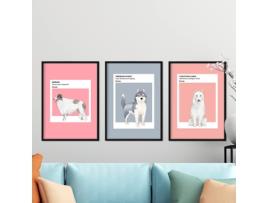 Conjunto De Pacote De Perdas Rússia. Pósters Com Ilustrações De Raças De Cães Em Tons E Bolo. Sem Quadro