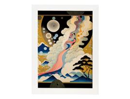 Pôster De Escada De NACNIC Para O Céu No Estilo Da Arte Japonesa Ukiyo Paisagens Abstratas E Surreais Nas Ilustrações Design A4 Quadros Brancos