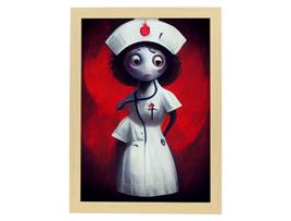 Lâmina De Enfermeira Empática De NACNIC No Estilo De T Burton Ilustrações De Negociações Inspiradas Na Arte Gótica E Escura A3 Madeira De Madeira