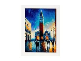 NACNIC Poster De Plaza De San Marcos Em Estilo De Pintura A Óleo Ilustrações De Monumentos E Cidades Em Estilo Fotográfico Em Cores A3 Quadros Brancos