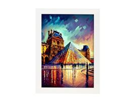 NACNIC Louvre Museum Poster Em Estilo De Tinta A Óleo Ilustrações De Monumentos E Cidades Em Estilo Fotográfico Em Cores A3 Quadros Brancos