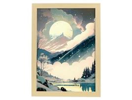 NACNIC Wintro Luna Pôster No Estilo De Arte Japonesa Ukiyo Paisagens Abstratas E Surreais Nas Ilustrações Design A4 Wood Marcos