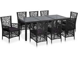 Conjunto de Jantar Preto  vime PE (9 peças)