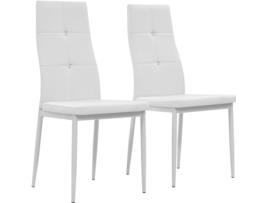 Conjunto 2 Cadeiras de Refeição VIDAXL 246189 Couro Artificial Branco