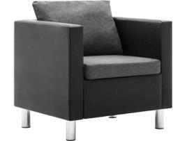 Poltrona  couro artificial preto e cinzento claro